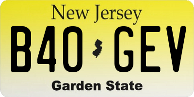 NJ license plate B40GEV