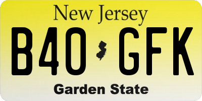 NJ license plate B40GFK