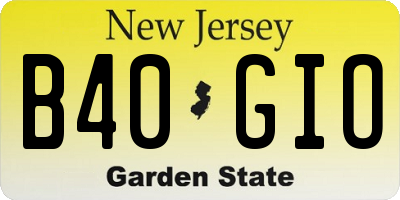 NJ license plate B40GIO