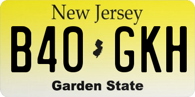 NJ license plate B40GKH