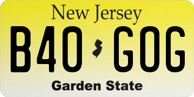 NJ license plate B40GOG