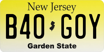 NJ license plate B40GOY