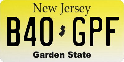 NJ license plate B40GPF