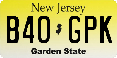 NJ license plate B40GPK