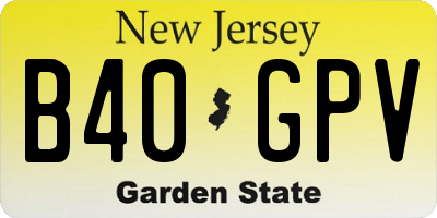 NJ license plate B40GPV