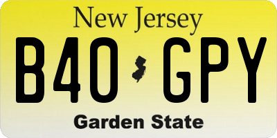 NJ license plate B40GPY