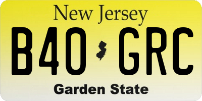 NJ license plate B40GRC