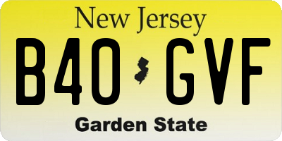 NJ license plate B40GVF