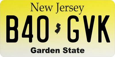 NJ license plate B40GVK