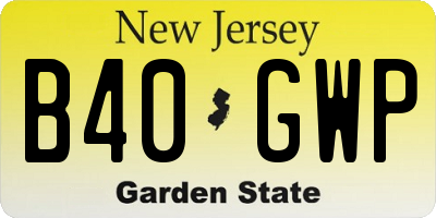 NJ license plate B40GWP
