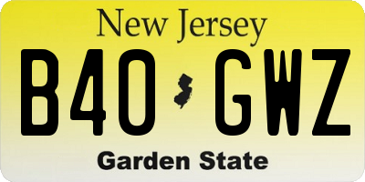 NJ license plate B40GWZ