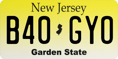 NJ license plate B40GYO