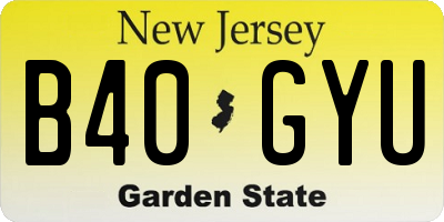 NJ license plate B40GYU