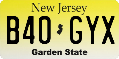 NJ license plate B40GYX