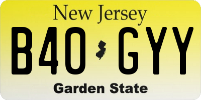 NJ license plate B40GYY