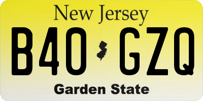 NJ license plate B40GZQ