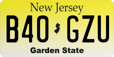 NJ license plate B40GZU