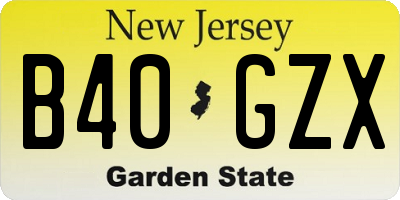 NJ license plate B40GZX