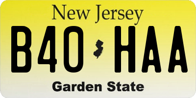 NJ license plate B40HAA