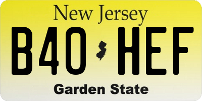 NJ license plate B40HEF