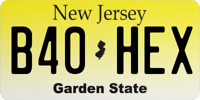 NJ license plate B40HEX
