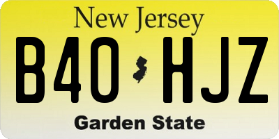 NJ license plate B40HJZ