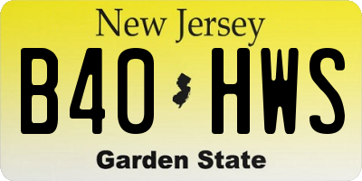 NJ license plate B40HWS