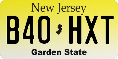 NJ license plate B40HXT