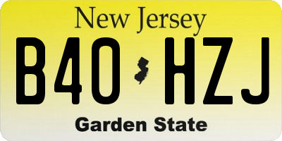 NJ license plate B40HZJ