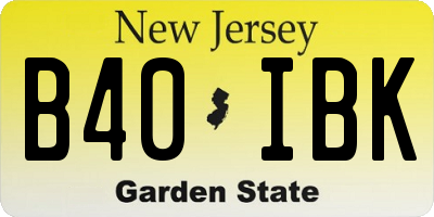 NJ license plate B40IBK