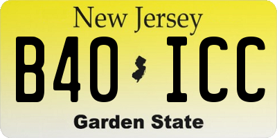 NJ license plate B40ICC