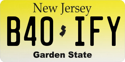 NJ license plate B40IFY