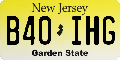 NJ license plate B40IHG