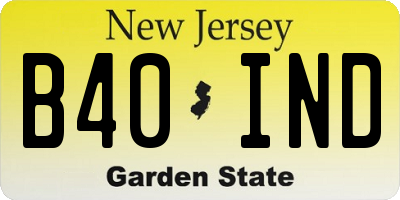 NJ license plate B40IND