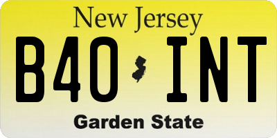 NJ license plate B40INT