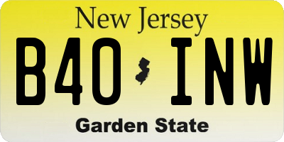 NJ license plate B40INW