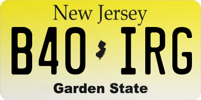 NJ license plate B40IRG