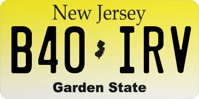 NJ license plate B40IRV