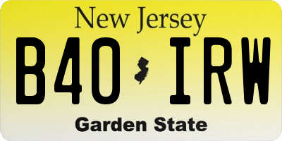 NJ license plate B40IRW