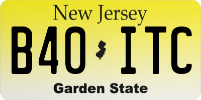 NJ license plate B40ITC