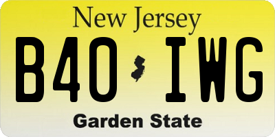 NJ license plate B40IWG