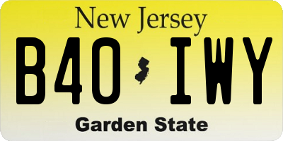 NJ license plate B40IWY
