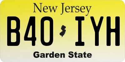NJ license plate B40IYH