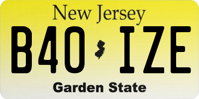 NJ license plate B40IZE