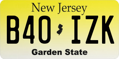 NJ license plate B40IZK