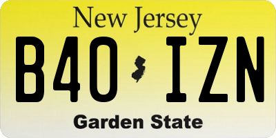NJ license plate B40IZN