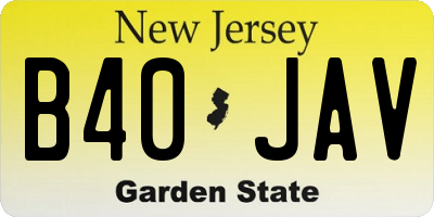 NJ license plate B40JAV
