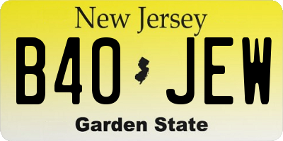 NJ license plate B40JEW