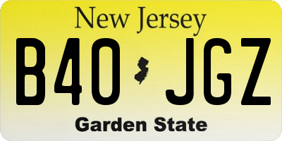 NJ license plate B40JGZ