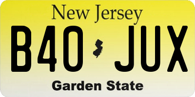 NJ license plate B40JUX